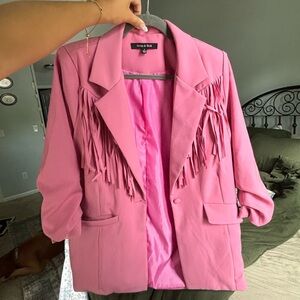 Pink western blazer with fringe!